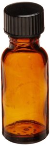 jg finneran d0161-1/2 amber borosilicate glass standard boston round bottle with black phenolic closure, pe cone lined, 18-400mm cap size, 0.5oz capacity (pack of 24)