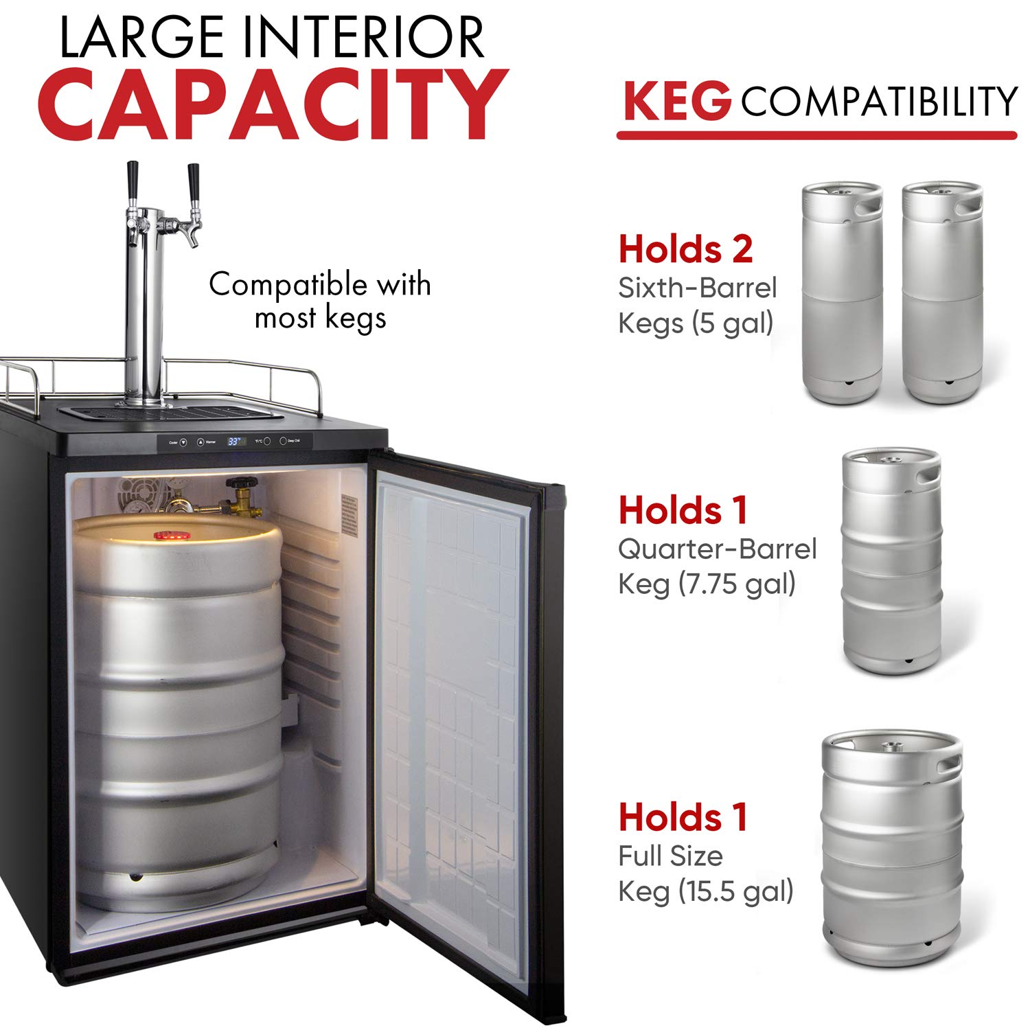 Kegco K309SS-2 24" Wide Homebrew Dual Tap Stainless Steel Digital Kegerator