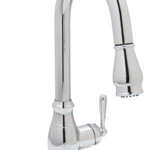 Huntington Brass 51191-01 Single-Handle Pull-Down Kitchen Faucet with Sprayer and Optional Deck Plate, Chrome