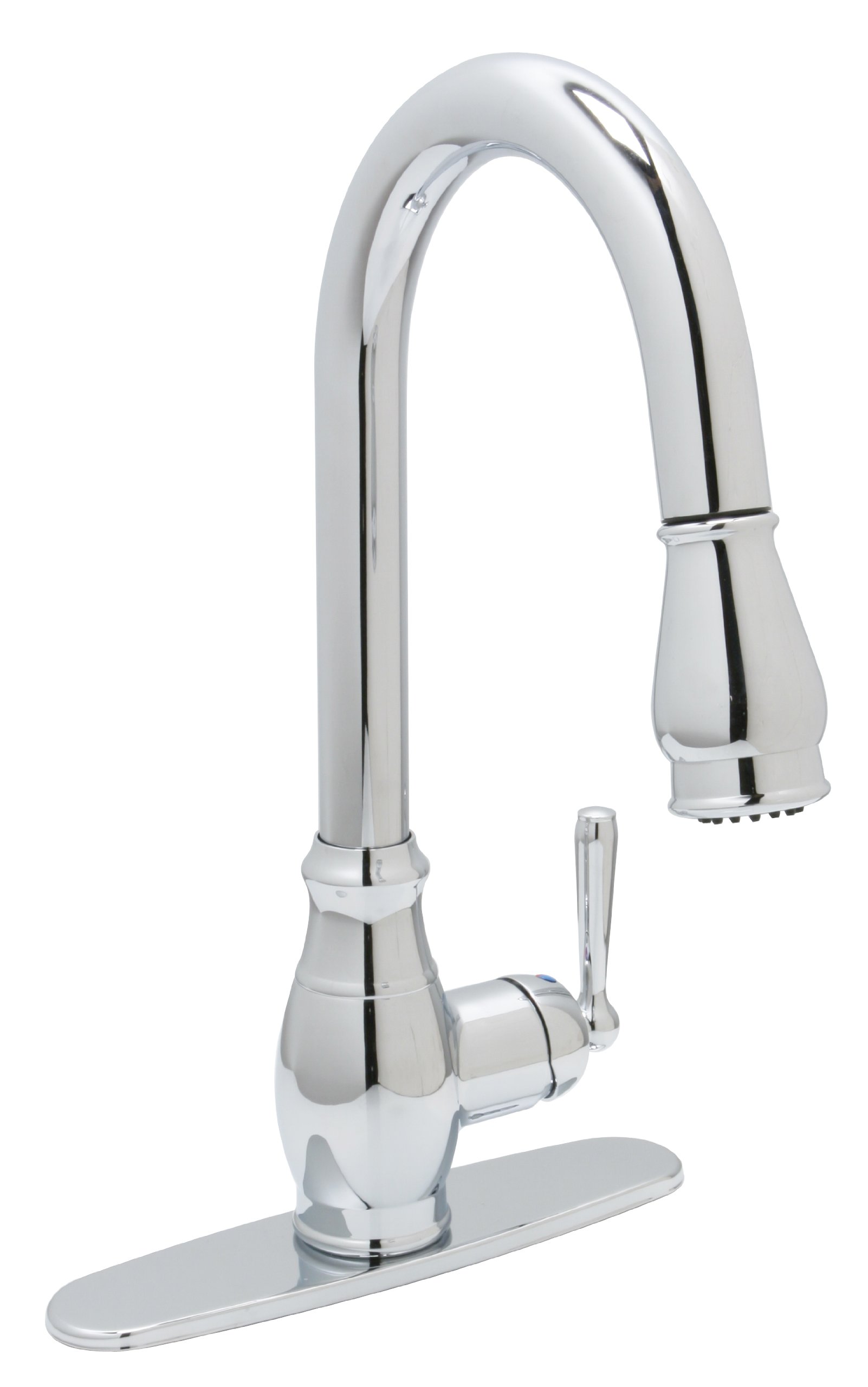 Huntington Brass 51191-01 Single-Handle Pull-Down Kitchen Faucet with Sprayer and Optional Deck Plate, Chrome