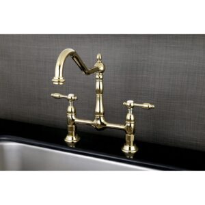 Kingston Brass KS1172TAL Tudor Bridge Kitchen Faucet, Polished Brass