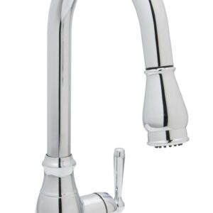 Huntington Brass 51191-01 Single-Handle Pull-Down Kitchen Faucet with Sprayer and Optional Deck Plate, Chrome