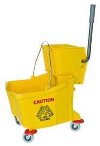 magnolia brush 6035-3 plastic mop bucket combo with wringer, 35qt capacity, 3" ball bearing casters, yellow