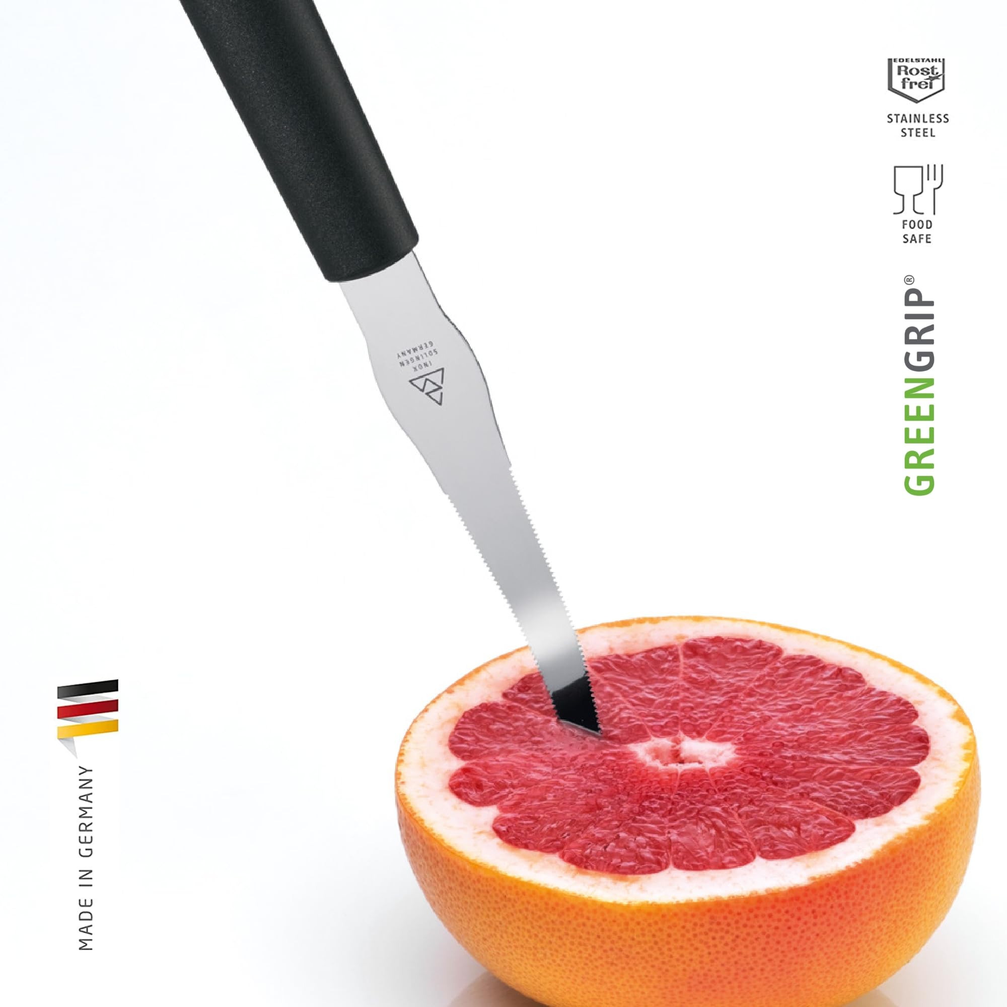 triangle Grapefruit Knife - 4” Micro-Serrated Stainless Steel Blade - Lightweight, Balanced GreenGrip Handle - Dishwasher Safe - Made in Germany