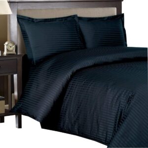 ultra soft duvet cover set, 3pc duvet set, wrinkle-free, button closer, striped sateen, duvet covers - king/cal-king - navy