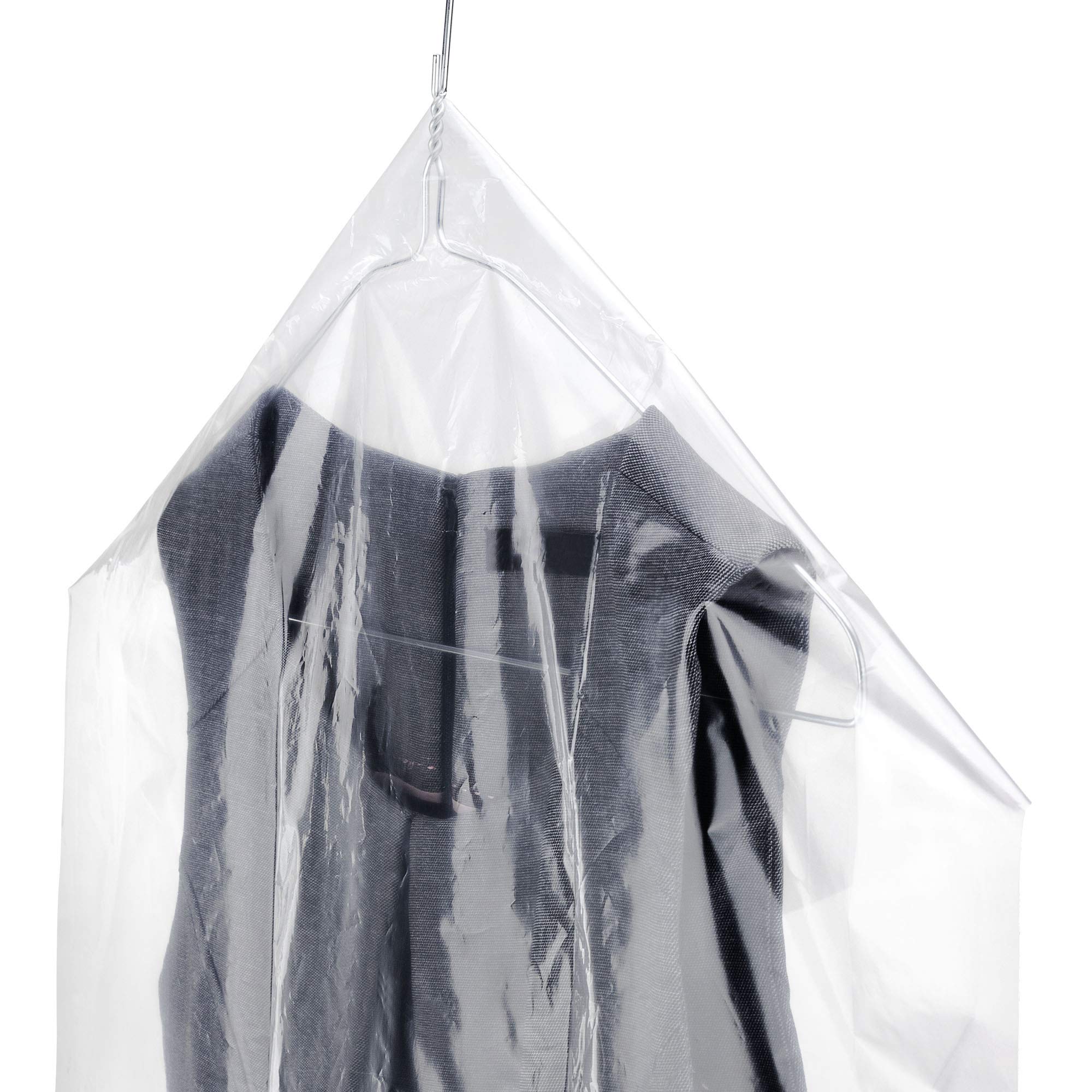 HANGERWORLD 20 Clear 45inch Dry Cleaning Laundry Polythylene Garment Cover Protector Bags 80 Gauge