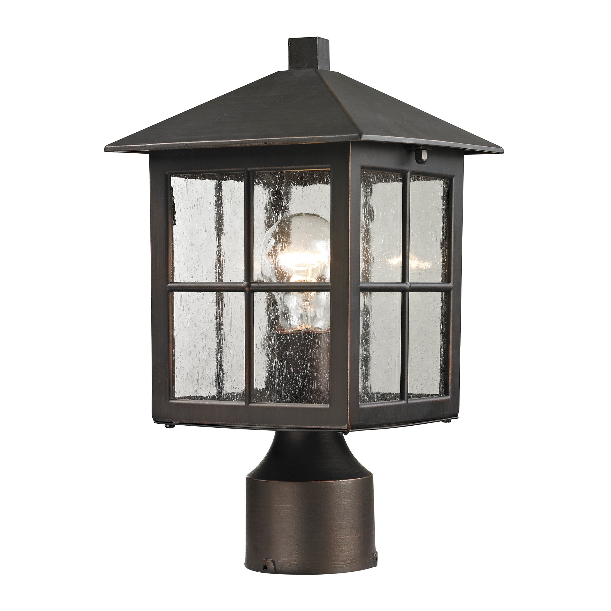 Elk Lighting Cornerstone Lighting 8201EP/70 Shaker Heights Lantern, Hazelnut Bronze Post Mount, 7" W x 11" H