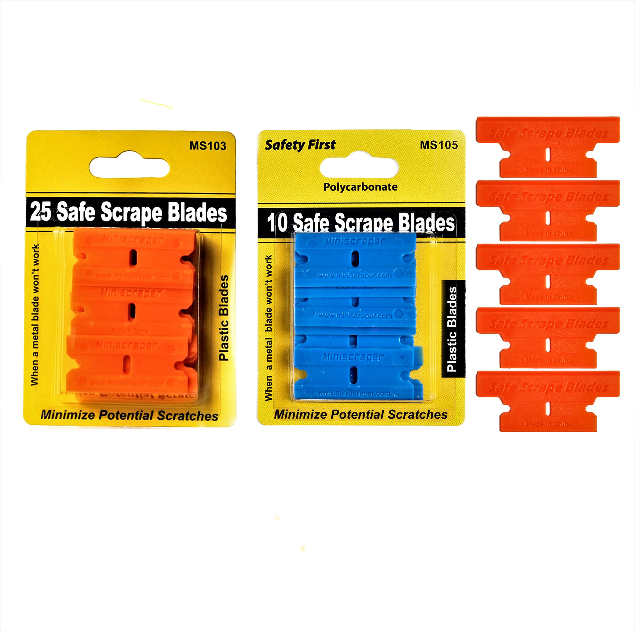 MINISCRAPER Plastic Razor Blade Set, Safe Scrape Double Edged Blades