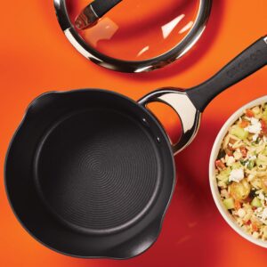 Circulon - 83483 Circulon Symmetry Hard Anodized Nonstick Sauce Pan/Saucepan with Straining and Lid, 3.5 Quart, Black