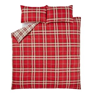 EDINBURGH FULL RED TARTAN PLAID REVERSIBLE COTTON DUVET SET QUILT COVER