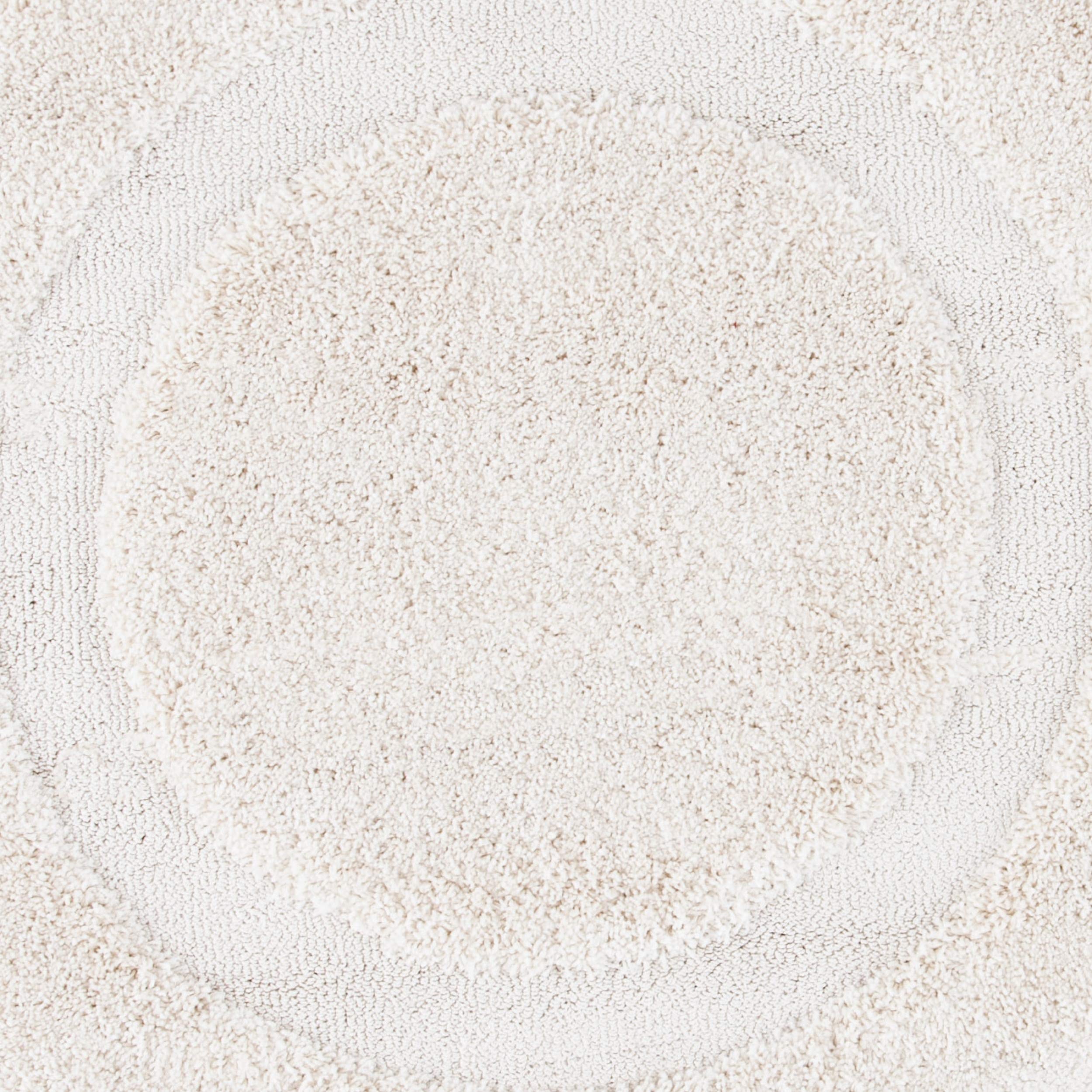 SAFAVIEH Florida Shag Collection Area Rug - 4' Round, Creme & Creme, Border Design, Non-Shedding & Easy Care, 1.2-inch Thick Ideal for High Traffic Areas in Living Room, Bedroom (SG454-1111)