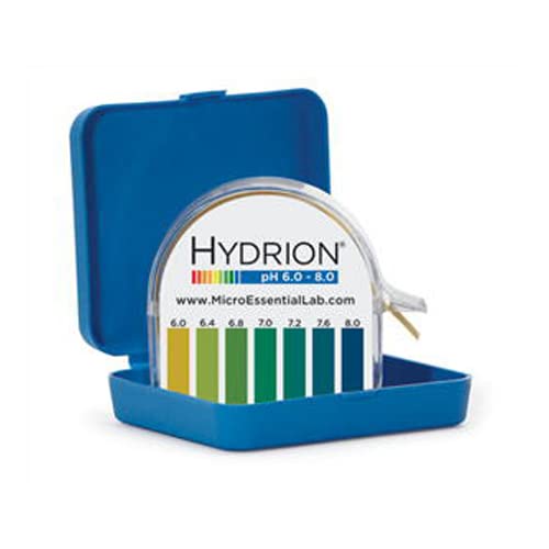 Micro Essential Hydrion HJ633 Short Range Single Roll Jumbo pH Test Paper Dispenser with Colorimetric Chart, 600" Length, 0.5" Width, 6-8 pH Range (Case of 10)