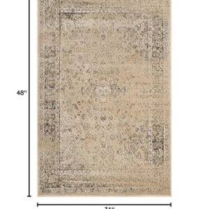 SAFAVIEH Vintage Collection Accent Rug - 2'7" x 4', Warm Beige, Oriental Medallion Distressed Viscose Design, Ideal for High Traffic Areas in Entryway, Living Room, Bedroom (VTG113-660)