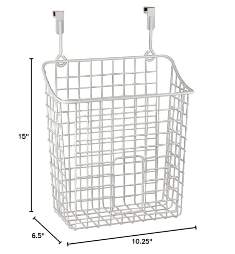 Spectrum Diversified Grid Over-The-Cabinet Dispenser Plastic Holder for Kitchen Storage, Sink Organizer for Recycling Grocery Bags, Extra Large, White