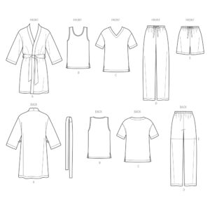 Simplicity US1563A Easy to Sew Teen's, Men's and Women's Pajama Sewing Pattern Kit, Code 1563, Sizes XS-XL