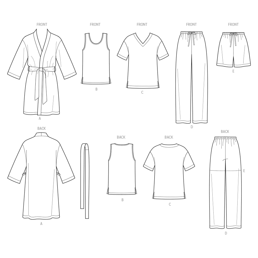 Simplicity US1563A Easy to Sew Teen's, Men's and Women's Pajama Sewing Pattern Kit, Code 1563, Sizes XS-XL