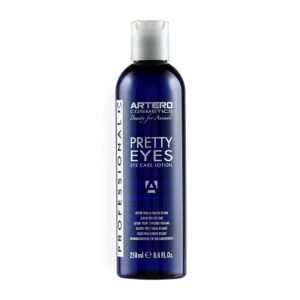 artero pretty eyes. eye cleaner. effectively removes tear stains from the tear ducts of dogs and cats, ensuring a clean and healthy appearance. 250 ml bottle for regular use.