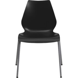 Flash Furniture HERCULES Series 770 lb. Capacity Black Stack Chair with Lumbar Support and Silver Frame