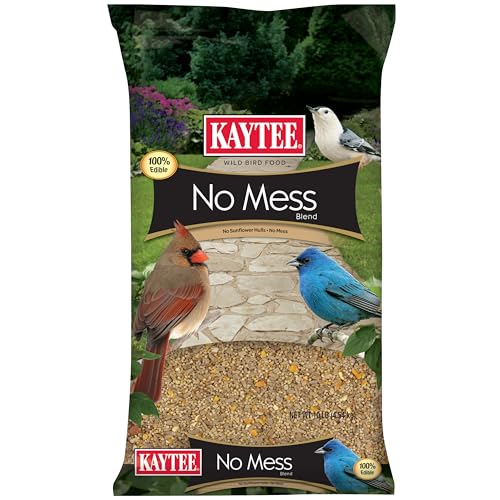 Kaytee Wild Bird (No Mess or Waste Free) Food Seed Blend for Blue Jays, Woodpeckers, Juncos, Cardinals, Grosbeaks, Sparrows, and Finches, 10 Pound, (Packaging May Vary)