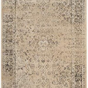 SAFAVIEH Vintage Collection Accent Rug - 2'7" x 4', Warm Beige, Oriental Medallion Distressed Viscose Design, Ideal for High Traffic Areas in Entryway, Living Room, Bedroom (VTG113-660)