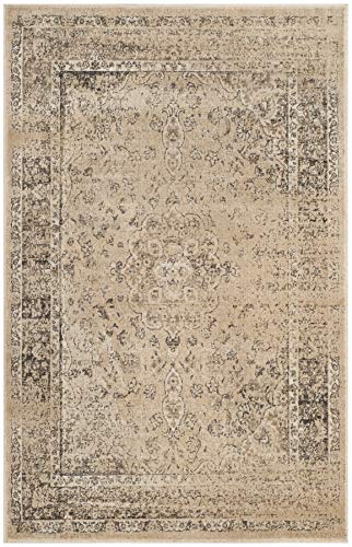 SAFAVIEH Vintage Collection Accent Rug - 2'7" x 4', Warm Beige, Oriental Medallion Distressed Viscose Design, Ideal for High Traffic Areas in Entryway, Living Room, Bedroom (VTG113-660)