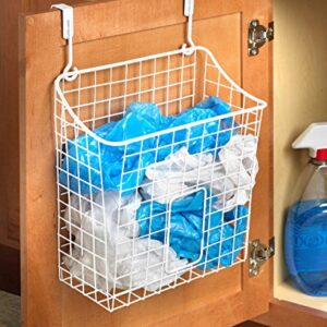 Spectrum Diversified Grid Over-The-Cabinet Dispenser Plastic Holder for Kitchen Storage, Sink Organizer for Recycling Grocery Bags, Extra Large, White