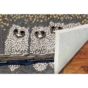 Liora Manne Frontporch Indoor Outdoor Rug - Novelty Design, Hand Hooked, Weather Resistant, UV Stabilized, Foyers, Porches, Patios & Decks, Owls, 2'6 x 4'