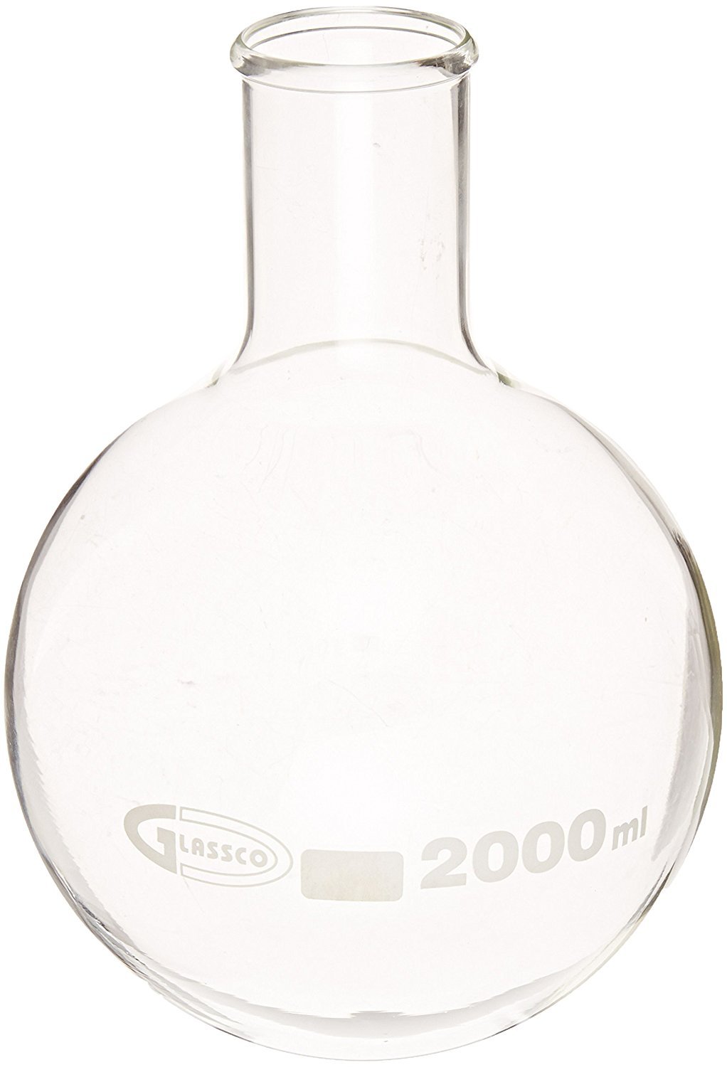 United Scientific™ FG4260-2000 Borosilicate Glass Round Bottom Boiling Flask | 2000mL (2L) Capacity | Designed for use in The Laboratory, Classroom, or Home