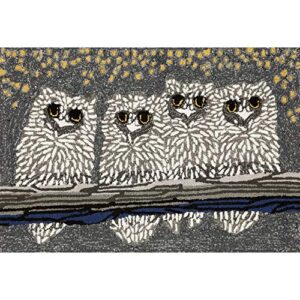 liora manne frontporch indoor outdoor rug - novelty design, hand hooked, weather resistant, uv stabilized, foyers, porches, patios & decks, owls, 2'6 x 4'