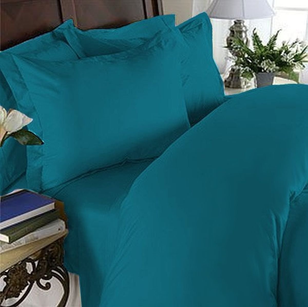 Elegant Comfort 3 Piece 1500 Thread Count Luxury Ultra Soft Egyptian Quality Coziest Duvet Cover Set, Full/Queen, Turquoise (2RW- DVT Q Turqouise)