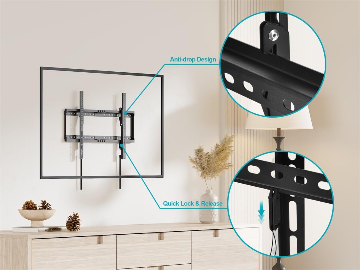 Monoprice Commercial Tilt TV Wall Mount Bracket for 32" to 55" TVs up to 165lbs, Max VESA 400x400, UL Certified