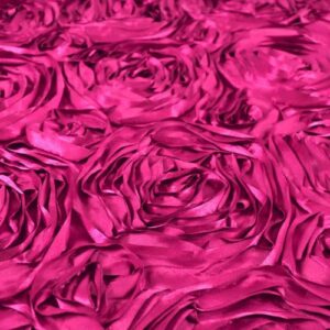 hot pink satin rosette fabric by the yard - 1 yard