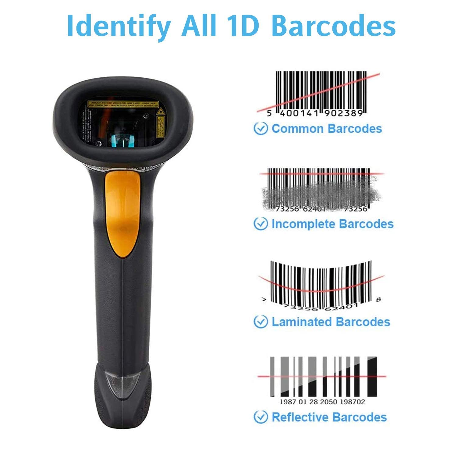 Symbol LS2208 General Purpose Handheld 1D Bi-Directional Laser Barcode Scanner, Black