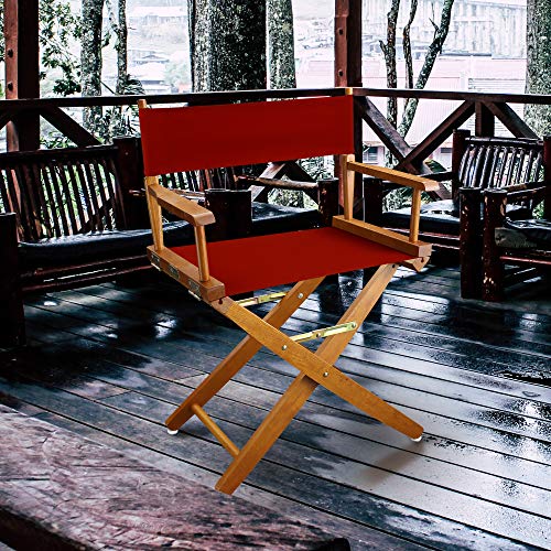 American Trails Extra-Wide Premium 18" Director's Chair Mission Oak Frame with Red Canvas