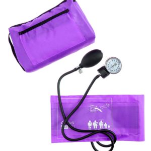 EMI Purple Deluxe Professional Aneroid Sphygmomanometer Manual Blood Pressure Monitor Set with Adult Cuff and Carrying Case #217