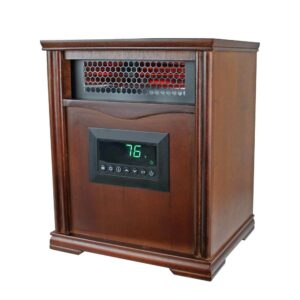 LifeSmart LifePro 1500W Portable Electric Infrared Quartz Space Heater for Indoor Use with 4 Heating Elements and Remote Control, Brown Oak Wood