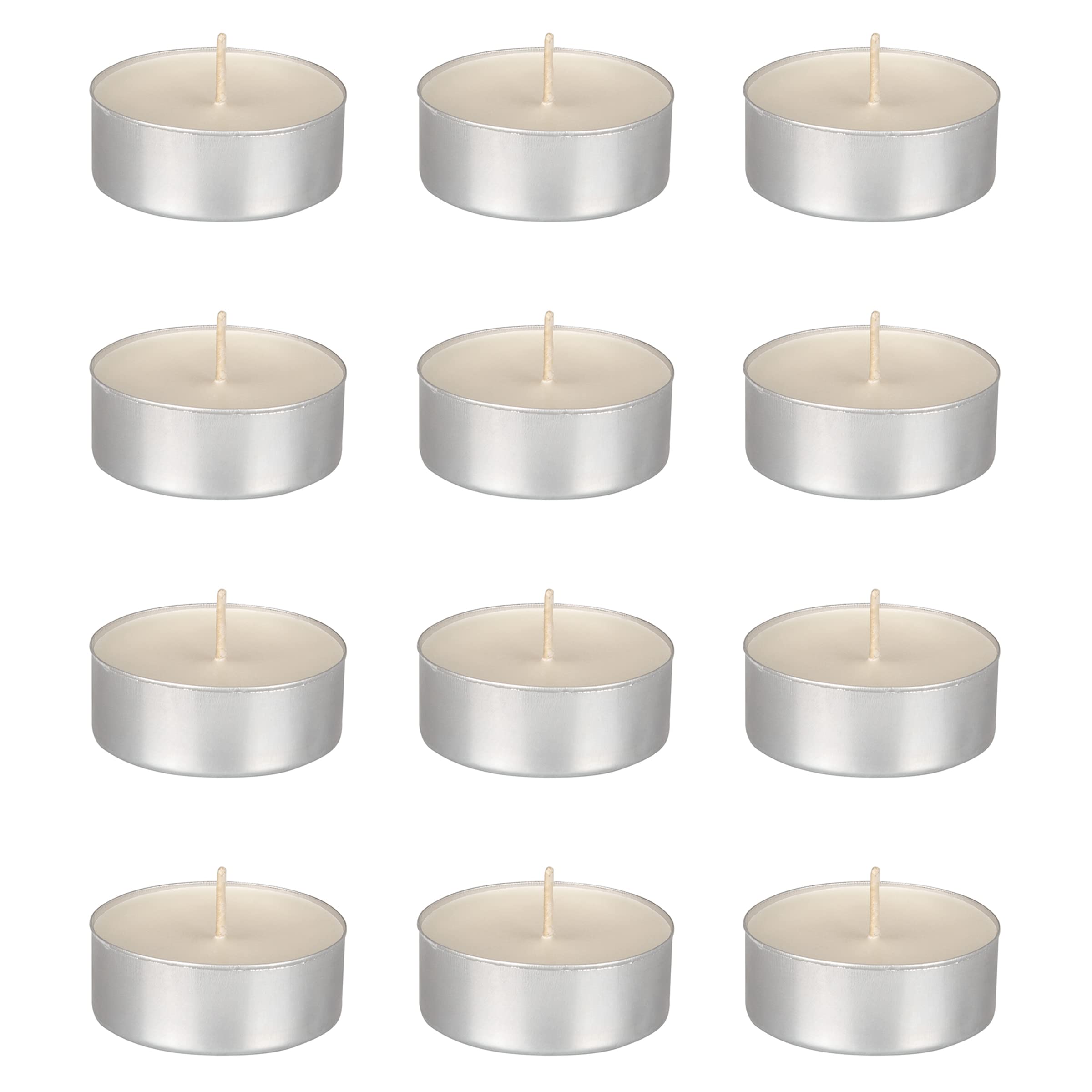 Mega Candles 12 pcs Unscented White Oversize Tea Lights Candle, Pressed Wax Candles 12 Hour Burn Time, Home Décor, Wedding Receptions, Baby Showers, Birthdays, Celebrations, Party Favors & More