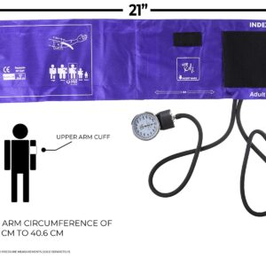 EMI Purple Deluxe Professional Aneroid Sphygmomanometer Manual Blood Pressure Monitor Set with Adult Cuff and Carrying Case #217