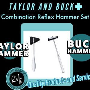 EMI Professional 2-Piece Set: Black Buck and Taylor Reflex Hammers for Comprehensive Neurological Examinations - Perfect for Doctors, Nurses, and Medical Professionals to assess reflex testing