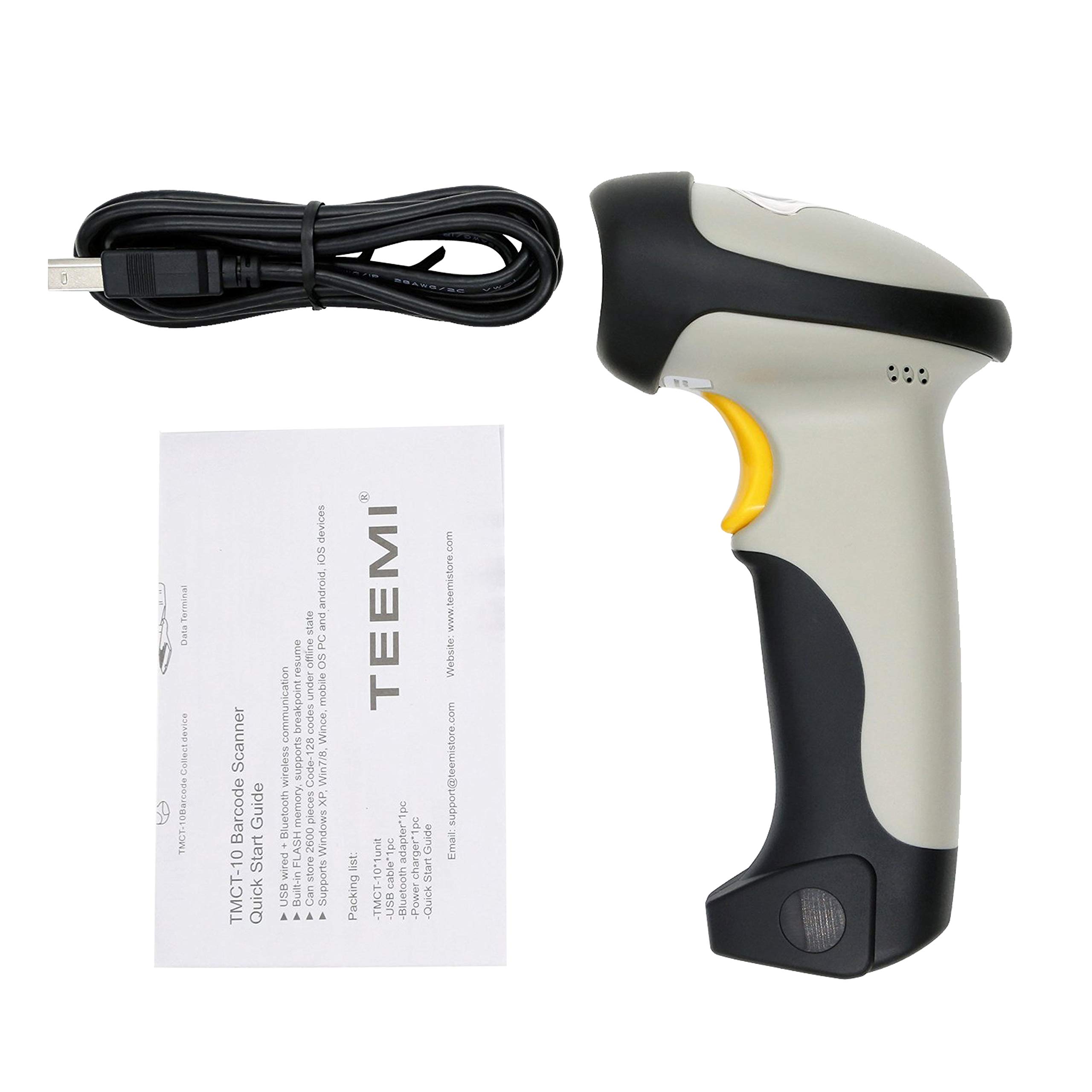 TEEMI Bluetooth Barcode Scanner 1D Handheld Automatic Laser Fast Accurate Bar Code Reader Auto Sensing Scanning, Easy Connect iPad iPad Android Smart Phone Tablet PC, No Stand