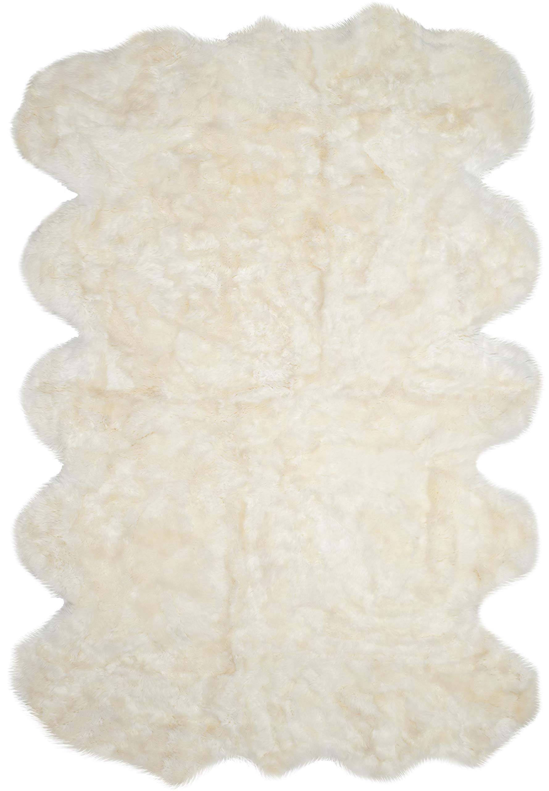 SAFAVIEH Sheep Skin Collection Area Rug - 8' x 10', Natural & White, Handmade Rustic Glam Genuine Pelt, 3.4-inch Thick Ideal for High Traffic Areas in Living Room, Bedroom (SHS211A)