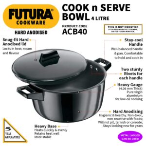 Hawkins Futura Hard Anodised Cook-N-Serve Bowl Black 4 L