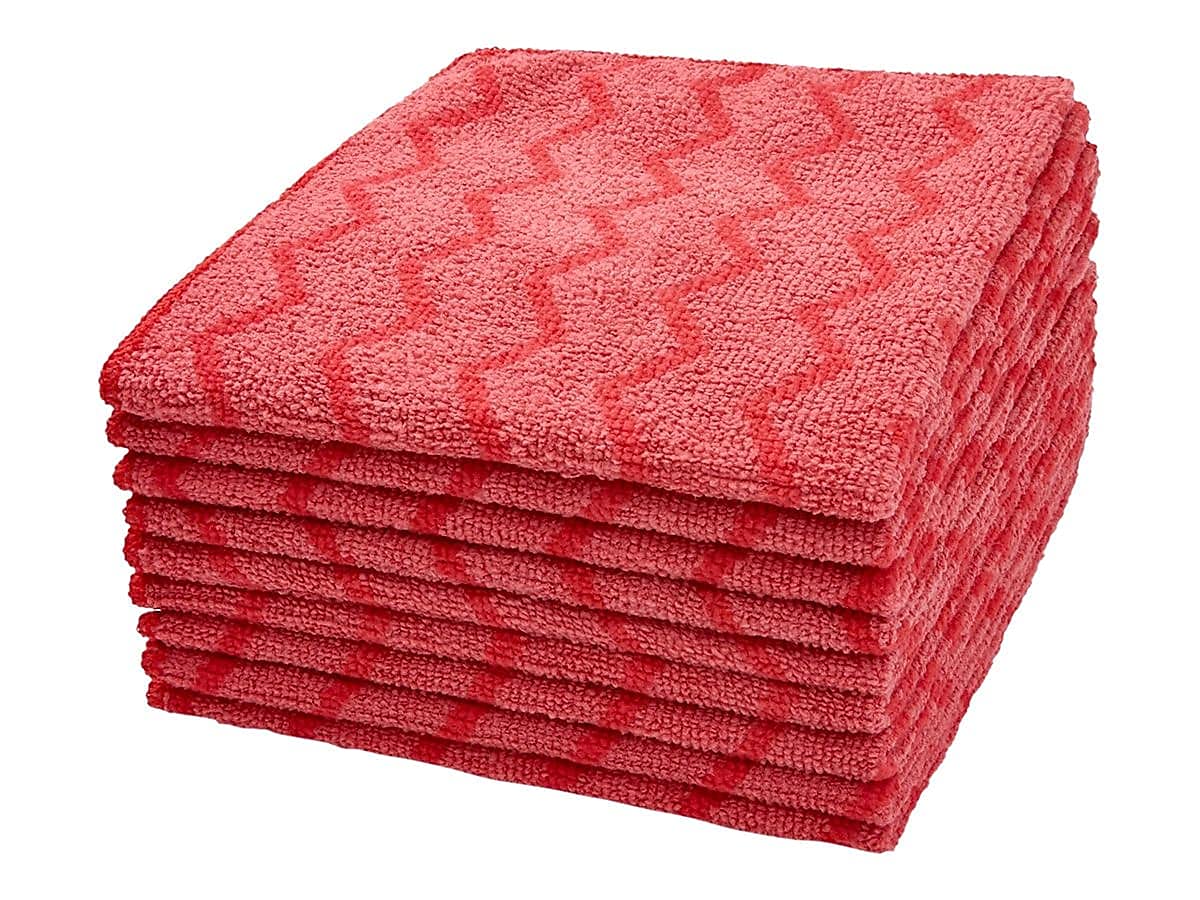 Rubbermaid Commercial Q620RED HYGEN Microfiber Cleaning Cloths, 16 x 16, Red, 12/Carton