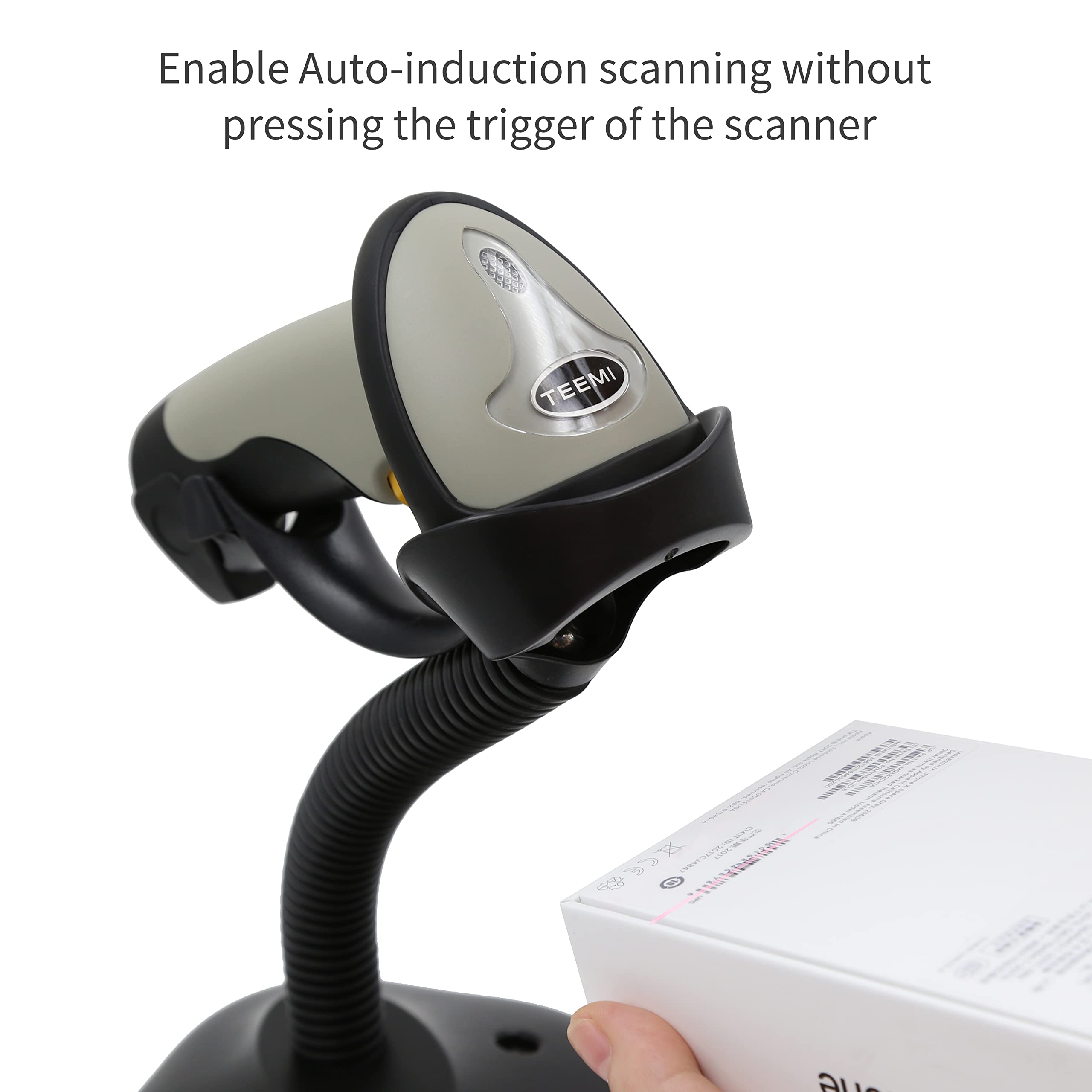 TEEMI Bluetooth Barcode Scanner 1D Handheld Automatic Laser Fast Accurate Bar Code Reader Auto Sensing Scanning, Easy Connect iPad iPad Android Smart Phone Tablet PC, No Stand