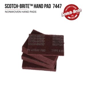 3M Scotch-Brite General Purpose 7447B Hand Pad, Very Fine Grade, 6 in x 9 in, Pack of 60, Aluminum Oxide, Surface Preparation, Scuffing, Blending, Cleaning, Maroon