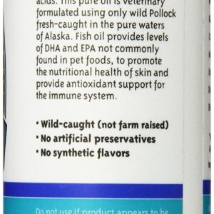 Alaska Naturals – Wild Alaska Pollock Oil for Cats – EPA and DHA Omega-3 - Supplement for Healthy Skin, Shiny Coat – Wild-Caught – Made in The USA – 4 oz Bottle