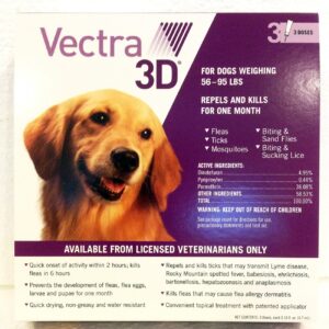 Vectra 3D Purple for Dogs 56-95 lbs - 3 Doses