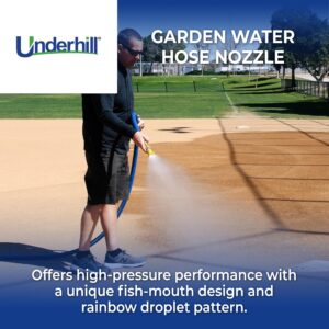 Underhill Precision Rainbow with High Flow Control Valve Garden Water Hose Nozzle, 15 GPM 80 PSI, 3/4-Inch Thread Inlet by 1-Inch, HN1500CV