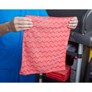 Rubbermaid Commercial Q620RED HYGEN Microfiber Cleaning Cloths, 16 x 16, Red, 12/Carton