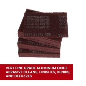 3M Scotch-Brite General Purpose 7447B Hand Pad, Very Fine Grade, 6 in x 9 in, Pack of 60, Aluminum Oxide, Surface Preparation, Scuffing, Blending, Cleaning, Maroon